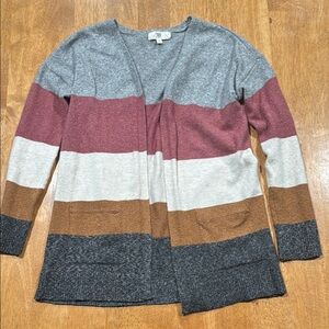 PINK Victoria's Secret Gray and Pink Knit Cardigan